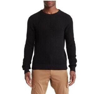 Hedge Men's Cotton Blend Shaker Long‎ Sleeve Pullover Sweater in Black Small